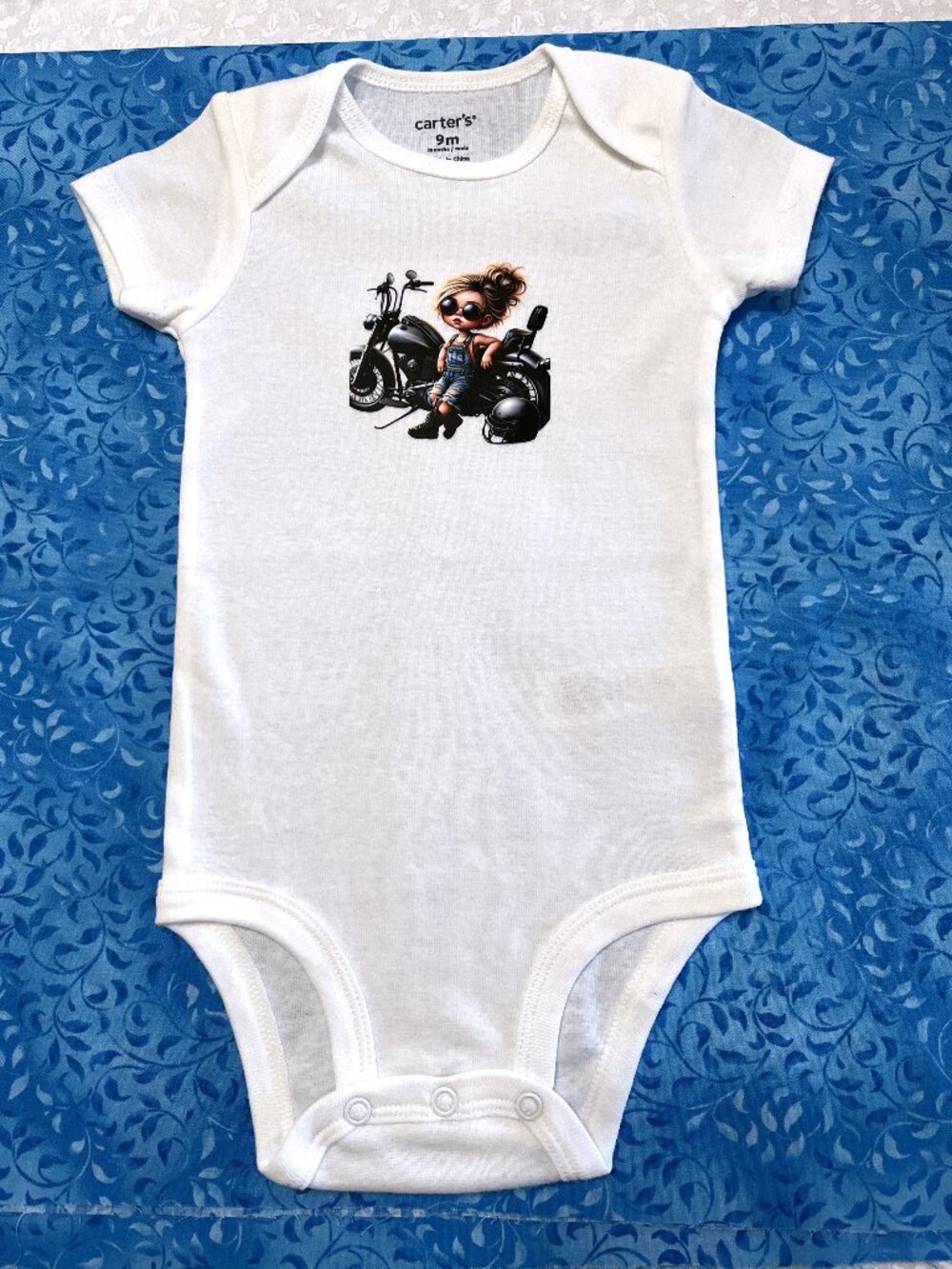 Baby Onesies 9 Month Motorcycle White Really Cute